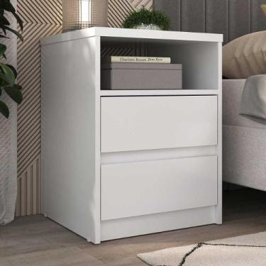 Imagem de Mesa de Cabeceira Quarto 45cm c/ 2 Gavetas e Nicho 100% MDF - Mambel Q