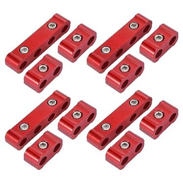 Imagem de X AUTOHAUX Conjunto de 4 peças de 8 mm para separador de fios de vela de ignição de motor de carro com braçadeira de liga de alumínio vermelha