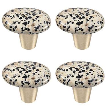 Imagem de rockcloud Puxador de pedra de cristal de jaspe natural com parafusos, alça oval áspera com pedra preciosa para cômoda, armário, armário, acessórios, decoração de móveis de casa, 4 peças