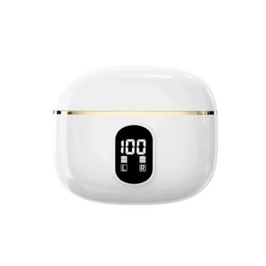 Imagem de Fones de ouvido sem fio Bluetooth 5.3 TWS com exibição de estéreo LED fone de ouvido Touch Control Earbuds Redução de ruído,White