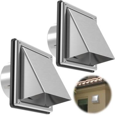 Imagem de FOROIRON Pacote com 2 capas de ventilação para secadora de metal de 10 cm exterior parede externa saída de parede extrator externo de 10 polegadas com aba acolchoada não retorno, aço inoxidável, capa