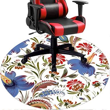Imagem de Tapete de cadeira de escritório com flores, textura de flor, tapete de cadeira de mesa para piso de madeira de escritório doméstico, protetor de piso de pilha baixa multiuso, redondo, 99 cm