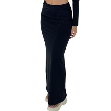 Imagem de Saia Longa com Fenda Atrás - W&L Closet, Preto, G