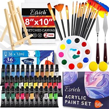Imagem de Conjunto de tinta acrílica, 75 peças de materiais de pintura profissional com pincéis de tinta, tinta acrílica, bloco de pintura, paleta, facas de tinta e esponjas de arte para hobistas e iniciantes
