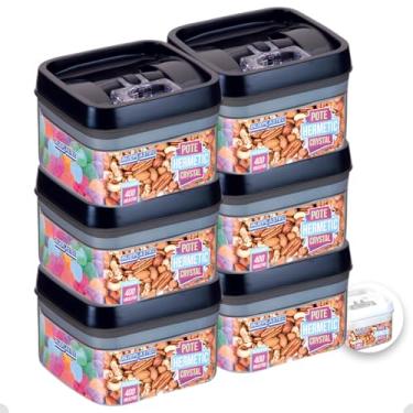 Imagem de Kit Com 6 Potes Herméticos De Acrílico Para Mantimentos Tampa Com Trava 400Ml (Preto)