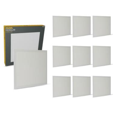 Imagem de Kit 10 Unidades ALUT Painel LED de Embutir Quadrado, 50W Plafon 6500K Branco Frio, Luminária Bivolt 60x60 de Instalação Rápida