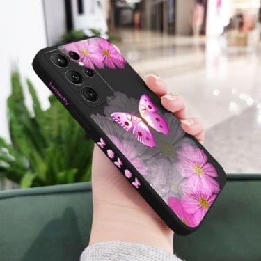 Imagem de Capa de celular borboleta rosa para Samsung Galaxy S20 S21 S22 S23 S24 S25 Ultra Plus FE S10 S9 S10E Note 20 Ultra 10 9 Plus, preta 1, para S24FE