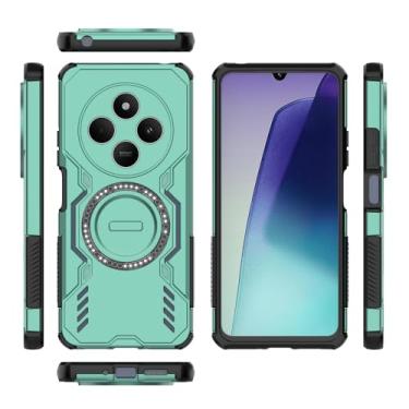 Imagem de Elubugod Capa compatível com Xiaomi Poco C75 4G, compatível com MagSafe, compatível com Xiaomi Redmi A4 / 14C 2411DRN471 / 14R 5G dissipação legal anti-queda capas de celular verdes