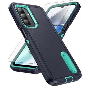 Imagem de Asuwish Capa de celular para Samsung Galaxy A26 5G com protetor de tela de vidro temperado, suporte oculto híbrido, resistente, à prova de choque, rígida, proteção resistente A 26 26A LTE mulheres