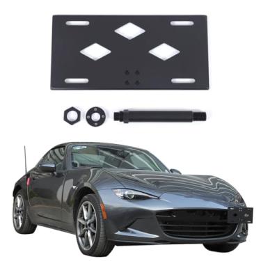 Imagem de Adaptador de gancho de reboque de liga de alumínio para para-choque dianteiro compatível com Mazda MX-5 ND 2016-2025 Moldura de placa de licença lateral do para-choque dianteiro do carro