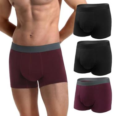 Imagem de REELINDRY Cuecas boxer masculinas laváveis para incontinência, 65 g, absorção à prova de vazamento, próstata, vazamento, pacote com 3 (2 preto-1 marrom, M)