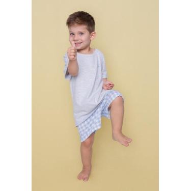 Imagem de Pijama Infantil Curto Masculino Xadrez Azul - Pink Dream, 10