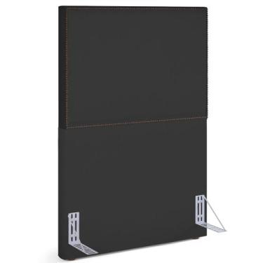 Imagem de Cabeceira Cama Box Solteiro Com Tachas 100 cm Vicenza L02 Suede Preto 
