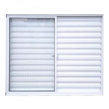 Imagem de Janela de Alumínio Veneziana 100x120cm 3 Folhas 1 Fixa com Vidro Liso Soft Plus MGM