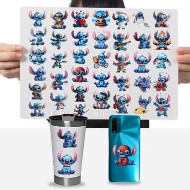 Imagem de Cartela Adesivos Stitch Ohana Família DTF UV Prova D'água - Graviarte