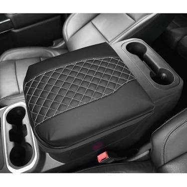 Imagem de SENSHINE Capa de apoio de braço para console central de espessura de 3 cm para Chevy Silverado/GMC Sierra Accessories 2019-2023 2024 2025 Tampa de console caixa de descanso de braço protetor de couro