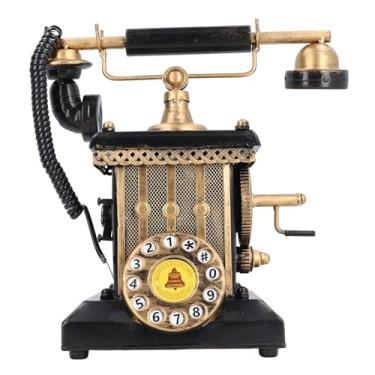 Imagem de Decoração de telefone vintage Réplica de telefone rotativo antigo Ornamento de mesa antiga para o escritório do escritório em casa Modelo de resina de decoração 10.2 x 9,1 x 5,1
