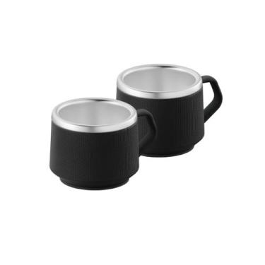 Imagem de Kit 2 Xícaras para Café Tramontina em Aço Inox Preto 80 ml