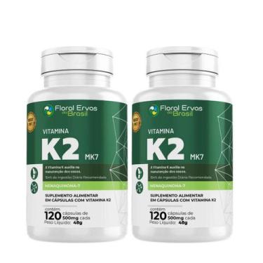 Imagem de Vitamina K2 Mk7 120 Cápsulas 500mg Menaquinona - 2 Frascos - Floral Er
