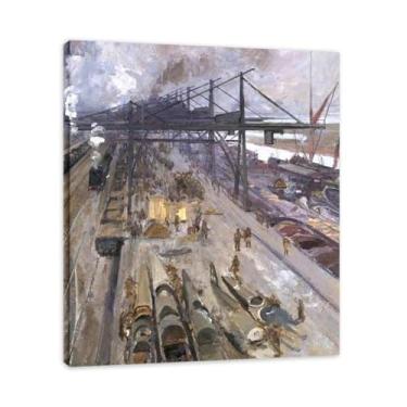 Imagem de The Gantries John Lavery Classic Realist Portrait & War Scene Canvas Art – Decoração de parede de arte irlandesa para casa 30 x 36 cm emoldurada