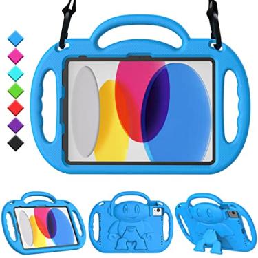 Imagem de TOEVEK Capa infantil para iPad 10ª geração e Air 5ª/4ª geração, capa protetora durável à prova de choque com suporte para iPad 10, Air 4/5 e Pro 11, azul