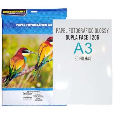 Imagem de Papel Glossy Dupla Face A3 120g Fotográfico Branco Brilhante com 20 folhas Masterprint