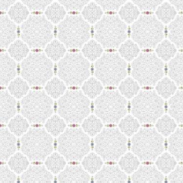 Imagem de Papel De Parede Flores Arabesco Linhas Cinza Adesivo Sala