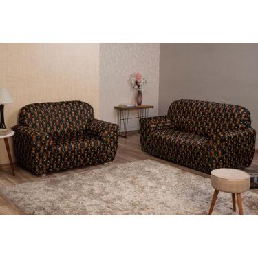 Imagem de Capa De Sofá 2 E 3 Lugares Tecido Malha Spandex Estampada - ARETHA ENX