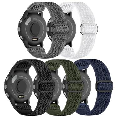 Imagem de Pacote com 5 pulseiras de relógio de nylon elástico compatível com Garmin Venu 3/2/4 de 45 mm/Forerunner 265/255 46 mm/570 47 mm/Vivoactive 4,22 mm pulseira esportiva ajustável macia para Amazfit Bip