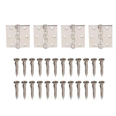 Imagem de Rolamento de esferas Dobradiças da porta Aço inoxidável Heavy Duty Square Corner Dobradiças com Rolamento Grosso para Madeira Portas do quarto do hotel 4pcs 24 Parafusos
