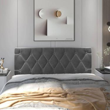 Imagem de Cabeceira Almofadada Paris 90 Cm - Suspensa Suede Mdf Cinza - Movelove