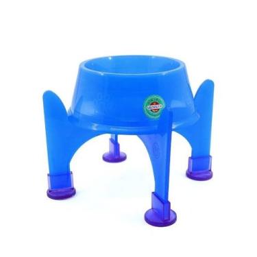Imagem de Comedouro Lilopety Kit Super- Suporte Color P - Azul c/ suporte Transp