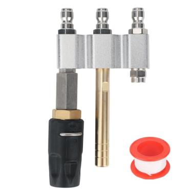 Imagem de lasuroa Bocal Giratório Shooter M5 3 em 1 para Lavadora Alta Pressão, Bocal Lavagem Suave Ajustável Latão com Ligação Rápida NPT de 1/4" para Piso Veículo em Jardim de Telhado