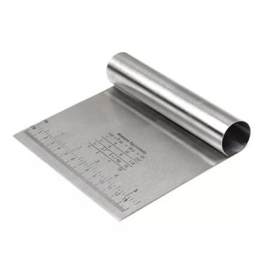 Imagem de Hachi8 Espátula Cortadora de Massa com Régua, Aço Inox, 12cm x 1,5cm, para Confeitaria e Culinária