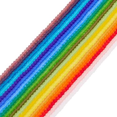Imagem de Spritewelry 1980 peças de contas de vidro Rondelle coloridas contas de cristal fosco 4 mm contas espaçadoras facetadas redondas para pulseiras, colar, faça você mesmo, joias, artesanato, 18 fios