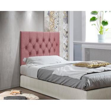 Imagem de Cabeceira Estofada Capitonê Suede Suspensa Solteiro 0,90 Cm Design Clá