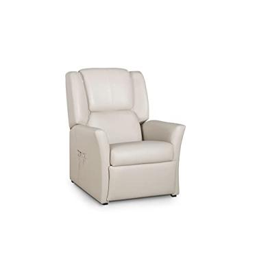 Imagem de Poltrona Reclinável Belise em Corino Bege – Poltrona para Sala de Estar, Quarto ou Escritório | Design Clássico, Confortável e Resistente, ProDormir