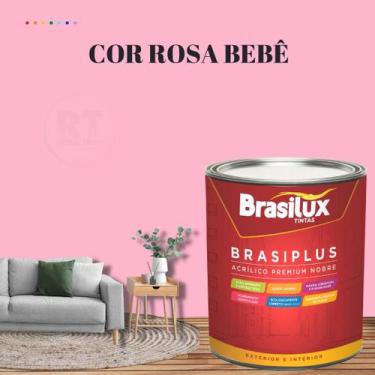 Imagem de Tinta De Parede Rosa Bebê 800ml Brasiplus Acrílica Fosca - BRASILUX, R