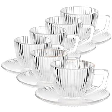 Imagem de Jogo de Xícaras Com Pires Graffiato para Café em Vidro Transparente 90ML - 12 Peças