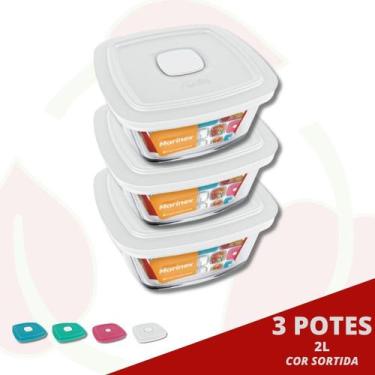 Imagem de 3 Pote Vidro Quadrado Facilita c/ Tampa Marmita 500ML Marinex - NADIR 