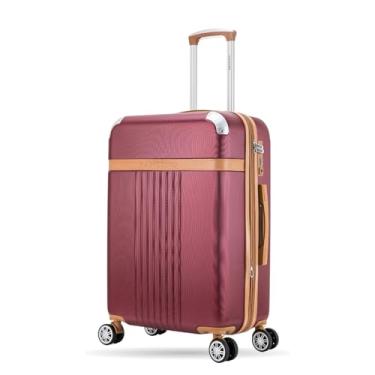 Imagem de Mala de Viagem Média de Despacho 23 kg Rígida ABS com 4 rodas duplas 360º e trava de segredo numérico TSA, divisória interna com zíper e elastico de fixação e expansor, Santino, Bordô ABGV182M25