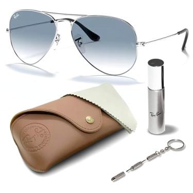 Imagem de Ray-Ban RB3025 Óculos de sol clássico gradiente em forma de aviador com kit de óculos - almofadas de nariz ajustáveis - Óculos de sol retrô formais e casuais ideais, Prata (003/3f | 55 mm), 55 mm