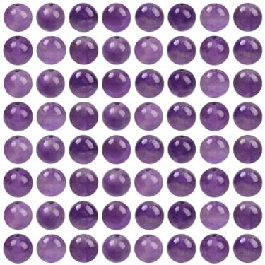 Imagem de SOFPLATE 1 caixa 100 peças de contas de ametista de 8 mm a granel contas de pedra roxa natural pedra preciosa redonda lisa espaçador de cristal solto pedras preciosas suprimentos para fazer joias