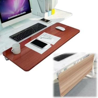 Imagem de Emear Extensor De Mesa Dobrável Prateleira De Apoio De Braço Bandeja De Teclado, Placa De Extensão Ergonômica Organização De Mesa Economia De Espaço, Pra, White-b, 75x25cm(30x10in)