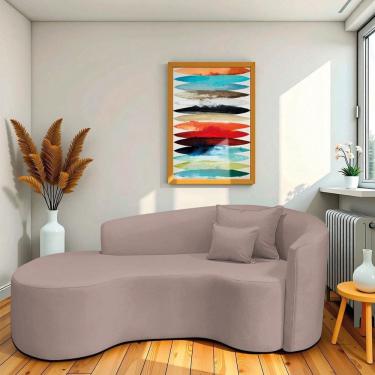 Imagem de Recamier Curvo Orgânico 200cm 3 Lugares Lado Esquerdo para Sala de Estar Linho Londres Rose