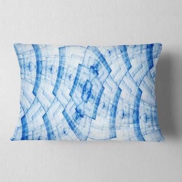 Imagem de Designart Blue Fractal Flower Pattern Grid' Abstract Throw Lombar, sala de estar, sofá, enchimento de almofada de alta qualidade + capa de almofada impressa em ambos os lados 30,5 x 50,8 cm