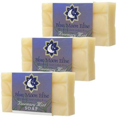 Imagem de Blue Moon Elise Sabonete em barra natural de alecrim e menta, perfumado com óleos essenciais premium, feito à mão nos EUA, hidratante e terapêutico para rosto/corpo, para homens e mulheres e pele