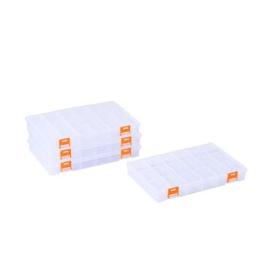 Imagem de BangQiao Pacote com 4 caixas de armazenamento de plástico transparente com divisórias, estojo organizador transparente para peças pequenas, contas, botões, joias, diamantes, suprimentos de artesanato