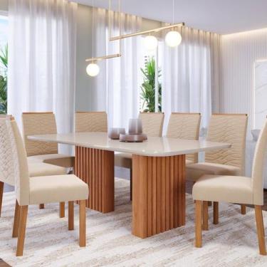 Imagem de Conjunto Sala de Jantar 8 lugares Retangular Tampo de Vidro/MDF Ester 