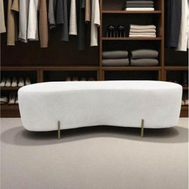 Imagem de Puff Decorativo Orgânico Alana Bouclé Marfim - Mansão Decor